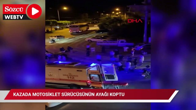Kazada motosiklet sürücüsünün ayağı koptu