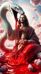 "Divine Embrace ✝️☁️ Jesus and the Little Ones 👼🌈" | "In the Arms of Christ 🤍🕊️ Children of Light 👶"