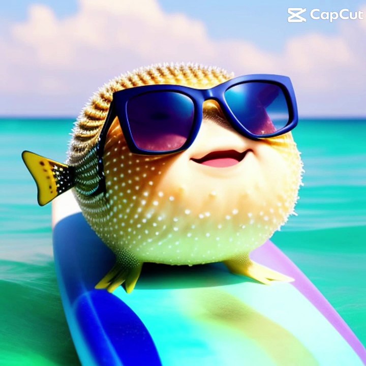 PUFFER FISH ON A SKATEBOARD