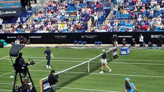 Watch post-match scenes as defending Wimbledon champion Barbora Krejcikova survives two match points in Eastbourne Open thriller against Harriet Dart
