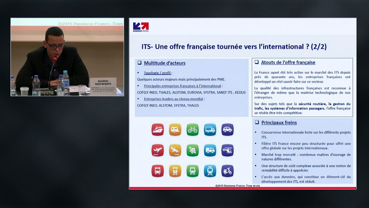 5. Les effets économiques des technologies de l’information : Jean Bergounioux, ATEC, ITS France Délégué Général ; Aurélien Sostaponti, UBIFRANCE, Chef de projets transports : l’offre française des transports intelligents et les grands projets ITS à l’int