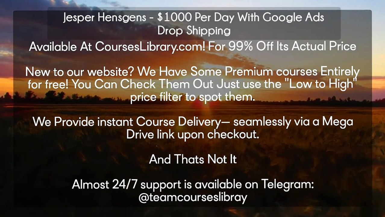 (courseslibrary.com)Jesper Hensgens - $1000 Per Day With Google Ads Drop Shipping
