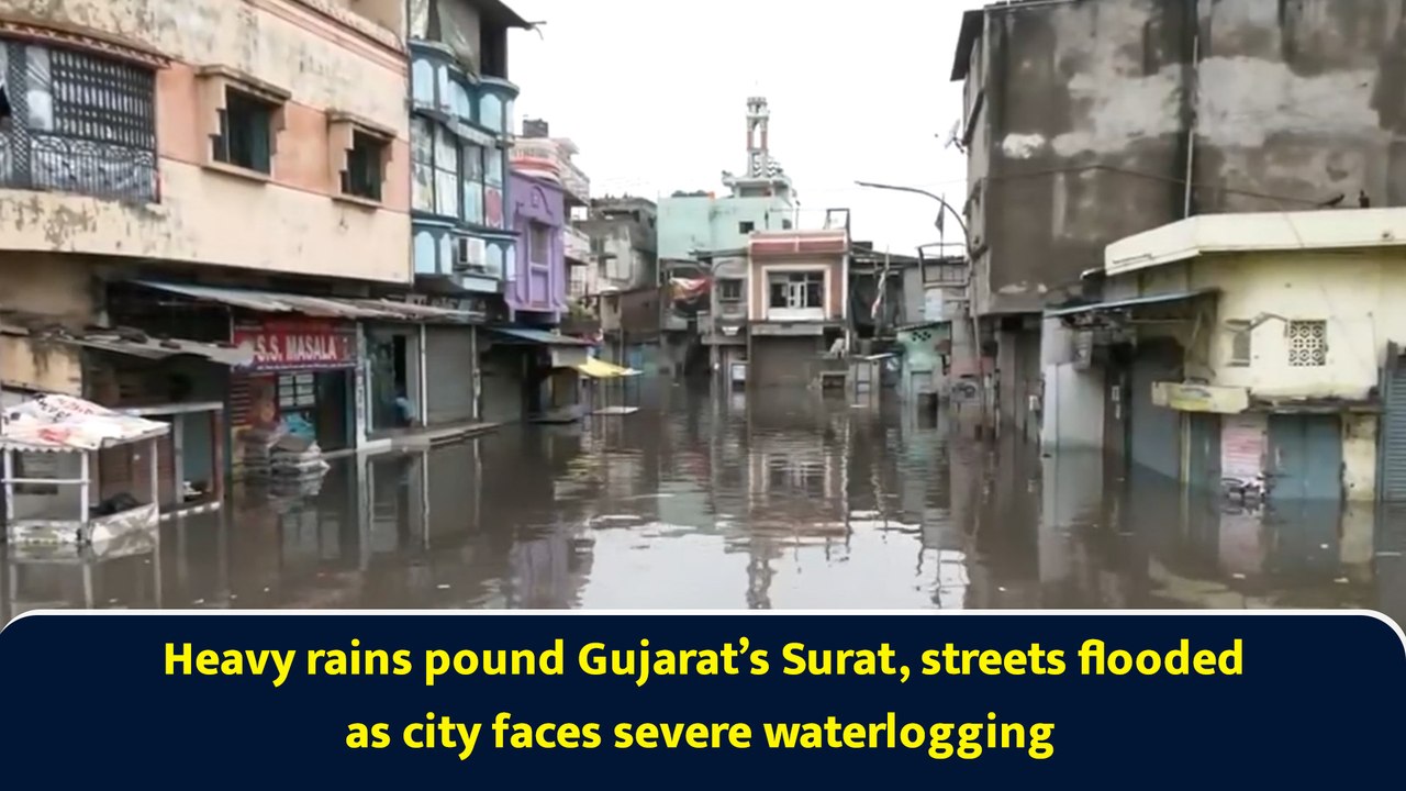 Heavy rains pound Gujarat’s Surat, streets flooded as city faces severe waterlogging
