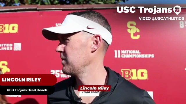 USC Trojans Head Coach Lincoln Riley Discusses The Tight Ends Group During Spring Camp