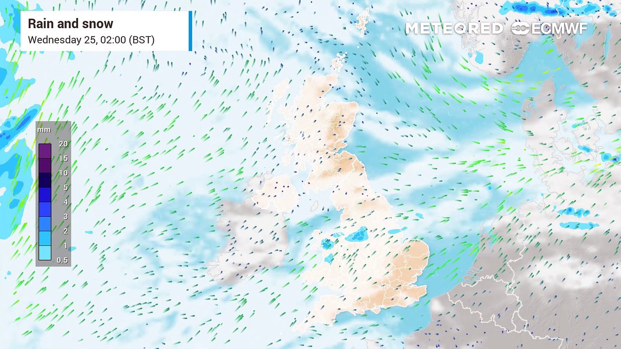 Rain expected in the south-east overnight, and to intensity on Friday