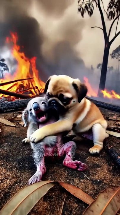 Lovely Koalas were hurted by human,Pug rescued and led them fight#story #cute #cuteanimal #rescue