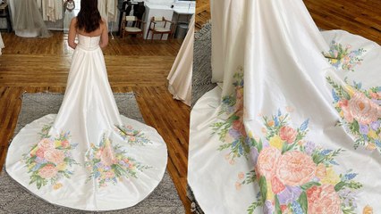 Bride Surprises Friends And Family With Unique Painted Wedding Dress No-One Knew About