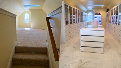 Woman Converts Disused Attic Space Into Stunning Walk-In Closet