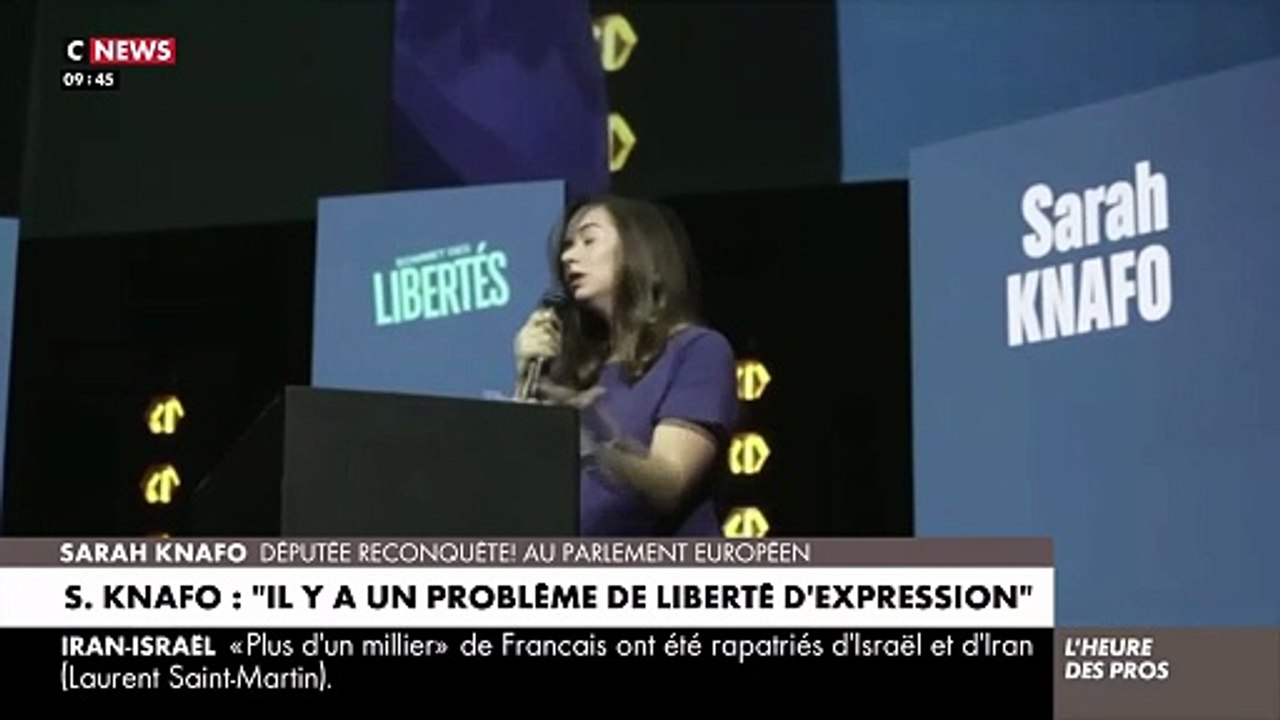 La députée Reconquête! au Parlement européen Sarah Knafo évoque France Télévisions