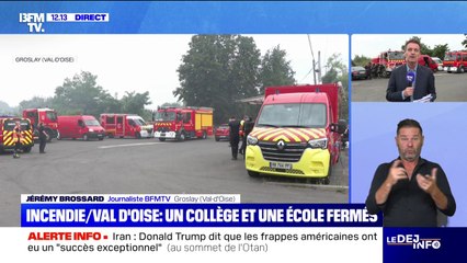 Val-d'Oise: un incendie provoque un immense panache de fumée, un collège et une école fermés