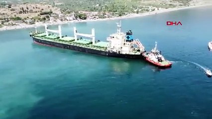 Tekirdağ'da dev gemi karaya oturdu