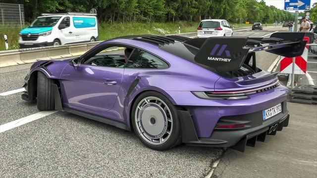Cars leaving Nürburgring Tankstelle - Widebody AMG GT, MR 992 GT3 RS, M4 F82, Xiaomi SU7 Ultra