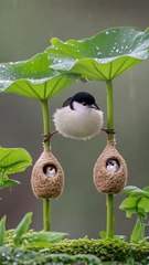 Mother Bird's Tender Care for Baby Birds 🐦