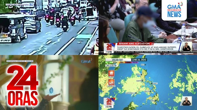 24 Oras: (Part 2) Siklista, tinamaan ng pintuan ng van na nakaparada sa bike lane at nasagasaan ng dumaraang SUV; SUV na minamaneho ng 13-anyos, nakabangga ng van, 23 sugatan; tumestigo noon vs. Quiboloy at mag-amang Duterte, iginiit na..., atbp.