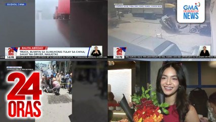 24 Oras: (Part 3) Pag-araro ng truck sa SUV at pagsalpok sa 10-wheeler,ikinadamay ng 7 ibang sasakyan; naghahanap umano ng barya sa imburnal, na-trap kaya kinailangang sagipin; truck, bumitin sa gumuhong tulay sa China, sakay na driver,..., atbp.