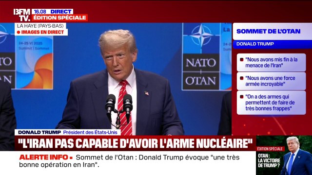 Elles ont permis de mettre fin à la guerre : Donald Trump répond aux fakes news sur l'efficacité des frappes américaines sur les sites nucléaires iraniens