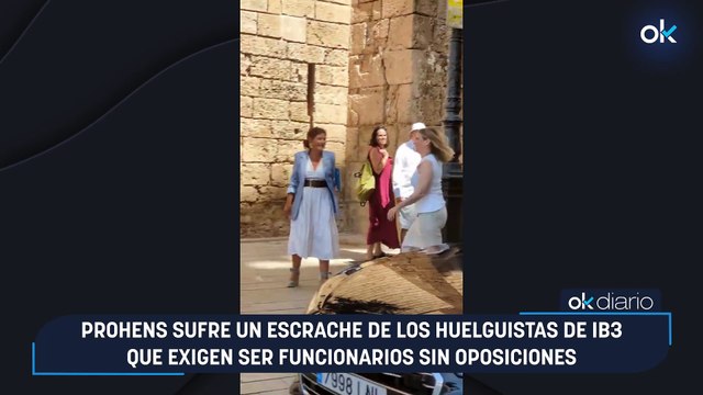 Prohens sufre un escrache de los huelguistas de IB3 que exigen ser funcionarios sin oposiciones