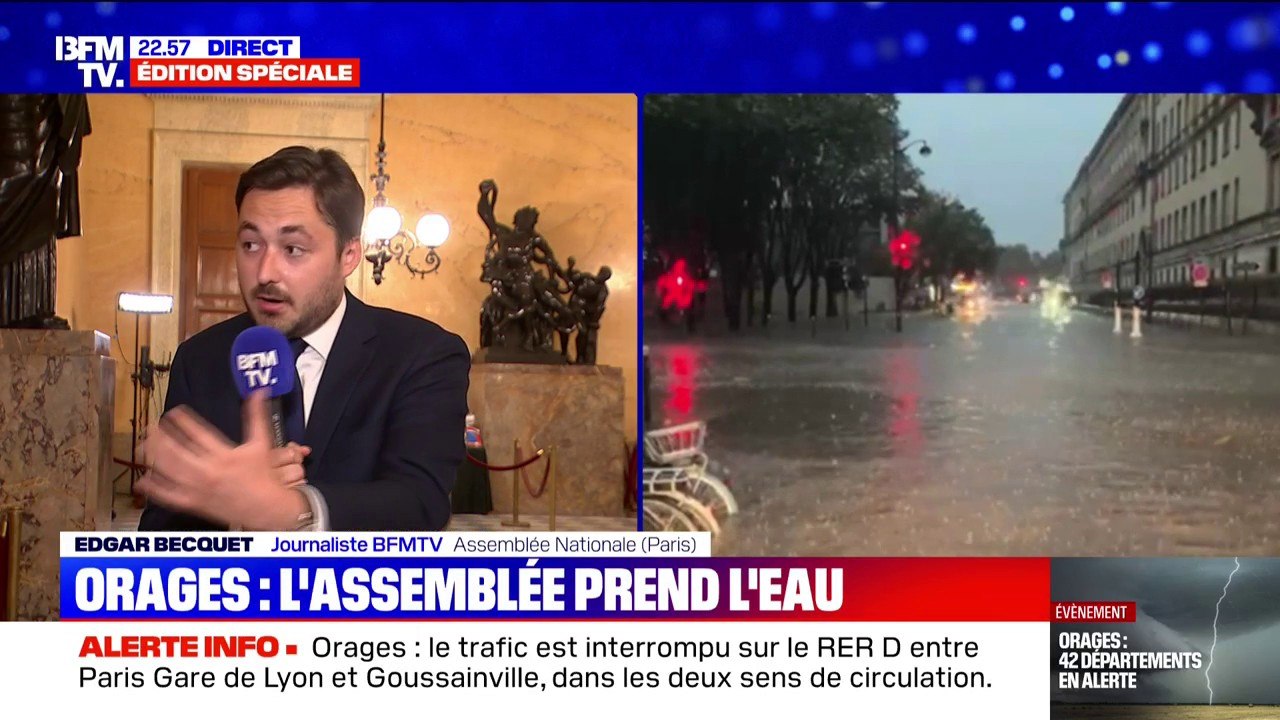 Orages: les débats sur la situation au Proche-Orient interrompus à l'Assemblée nationale en raison d'une fuite d'eau