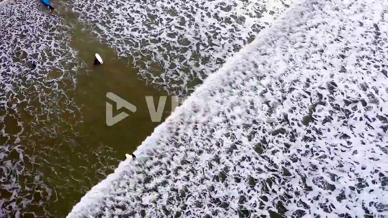 Aerial Over Surfers Enjoying Waves And Surfing Off The Coast Of Essaouira Morocco 2