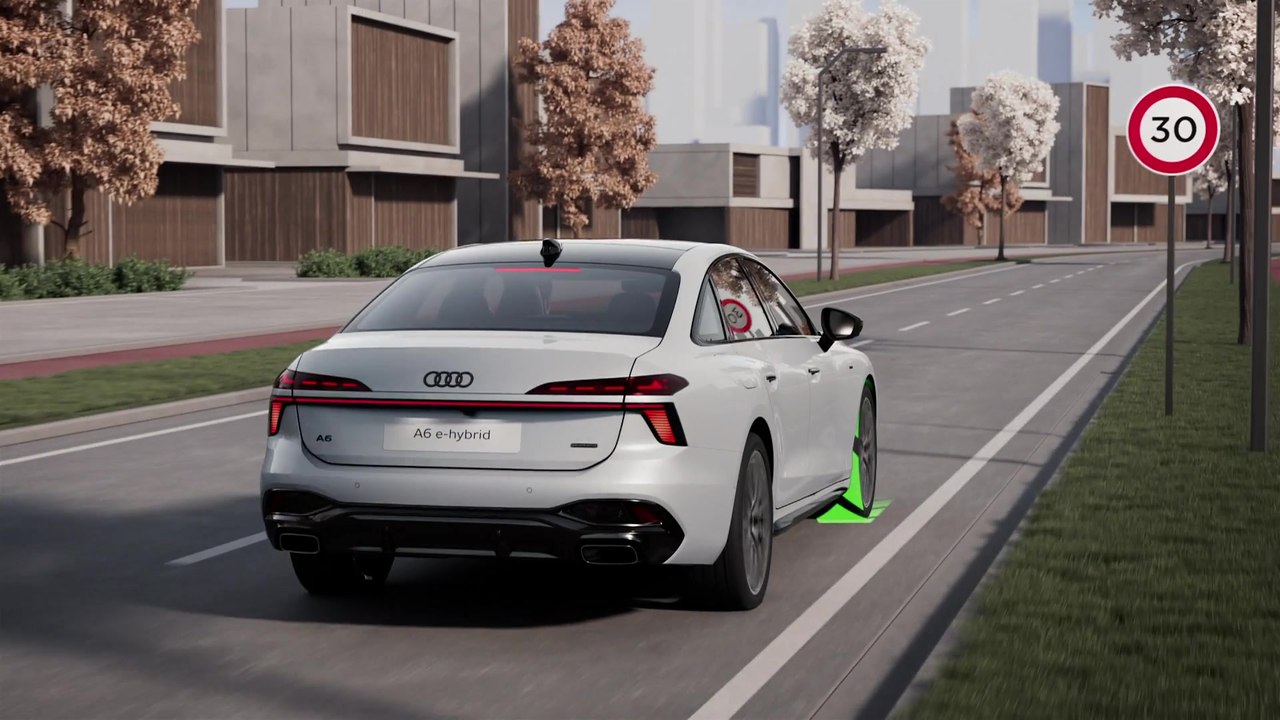 Audi A6 e-hybrid quattro – Plug-In-Hybrid-Antriebsstrang und Allradlenkung - Animation