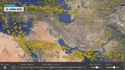 Imagenes del tráfico aéreo en oriente próximo del pasado 22 de junio