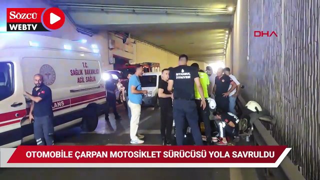 Beşiktaş'ta otomobile çarpan motosiklet sürücüsü yola savruldu