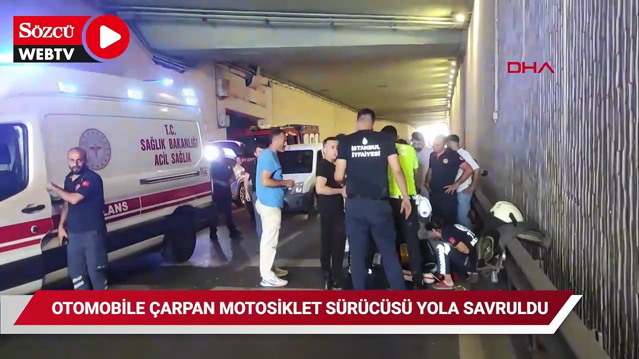 Beşiktaş'ta otomobile çarpan motosiklet sürücüsü yola savruldu