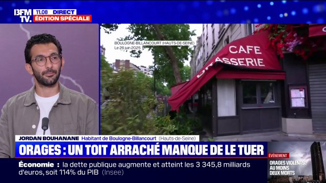 Orages: Le toit de l'immeuble voisin s'est complètement arraché et s'est envolé , témoigne Jordan, habitant de Boulogne-Billancourt