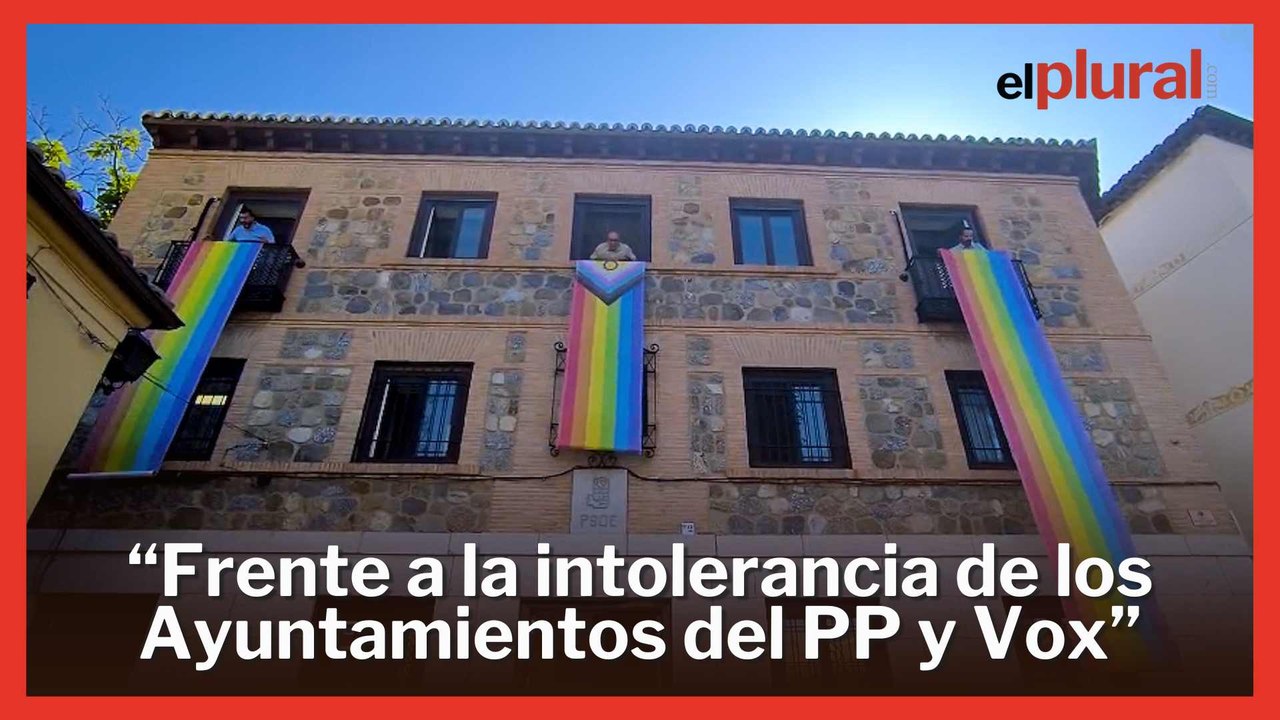 El PSOE despliega banderas LGTBI “frente a la intolerancia de los Ayuntamientos gobernados por PP y Vox”