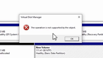 the operation is not supported by the object - How To  Fix It During Extending Volume Partition