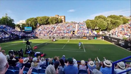 Watch as Dan Evans celebrates beating Tommy Paul at Eastbourne Open