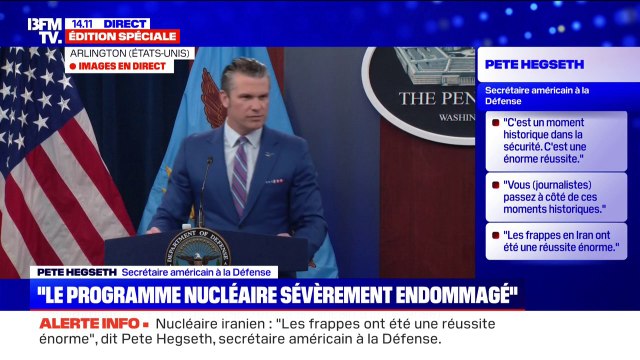 Une réussite énorme : le secrétaire américain à la Défense revient sur les frappes américaines en Iran et apporte des preuves d'un moment historique