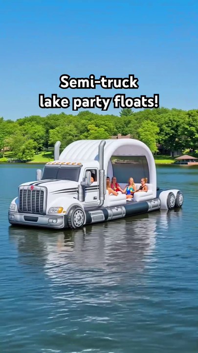 These inflatable semi-truck lake floats look incredible! 👏👏