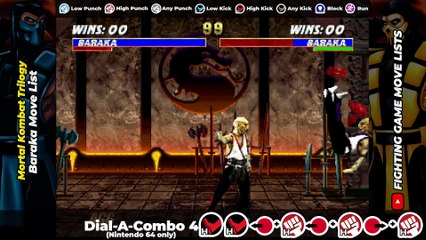 BARAKA MOVE LIST - Mortal Kombat Trilogy (MKT)