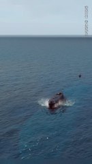 The submarine surfaced with the five-star red flag flying