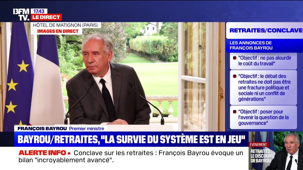 "Je ne crois pas que sur le fond ils puissent être en désaccord avec cette méthode": François Bayrou répond aux critiques du Parti socialiste sur le conclave des retraites