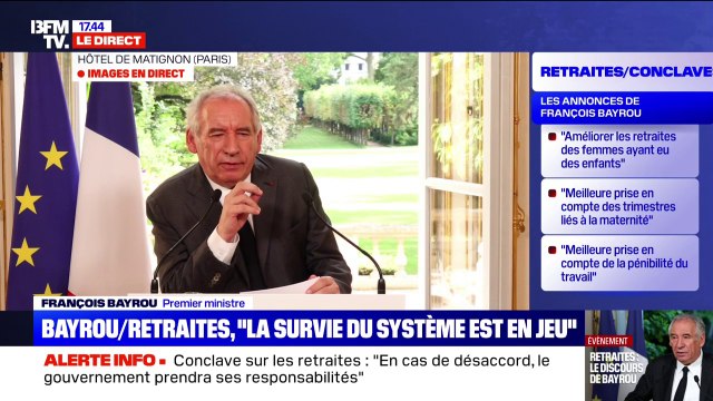 Conclave sur les retraites: Autant que je le pourrai, je protégerai le travail , répond François Bayrou aux rumeurs de hausse des cotisations patronales