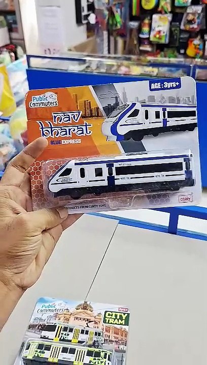 CENTY Nav Bharat Blue Express, City Tram Pull Back   Go Train Toys for Kids