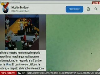 Presidente Maduro felicitó al pueblo heroico que marchó en respaldo a la Cumbre por la Paz