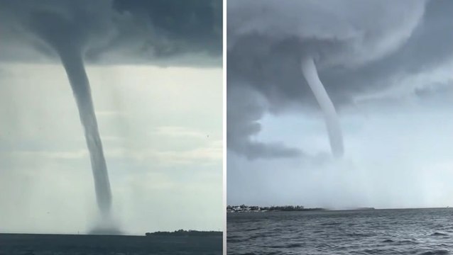 Extraordinary close-up video of double water spouts look like something from Hollywood disaster movie