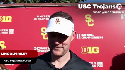 USC Trojans Head Coach Lincoln Riley Discusses DeCarlos Nicholson Coming Back And His Son.