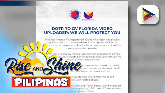 LTFRB, tiniyak ang proteksyon ng uploader ng viral video kaugnay sa umano’y karerahan ng mga bus ng GV Florida Transport