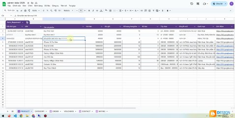 Giao diện web bán hàng sử dụng Google Sheet + Admin Panel