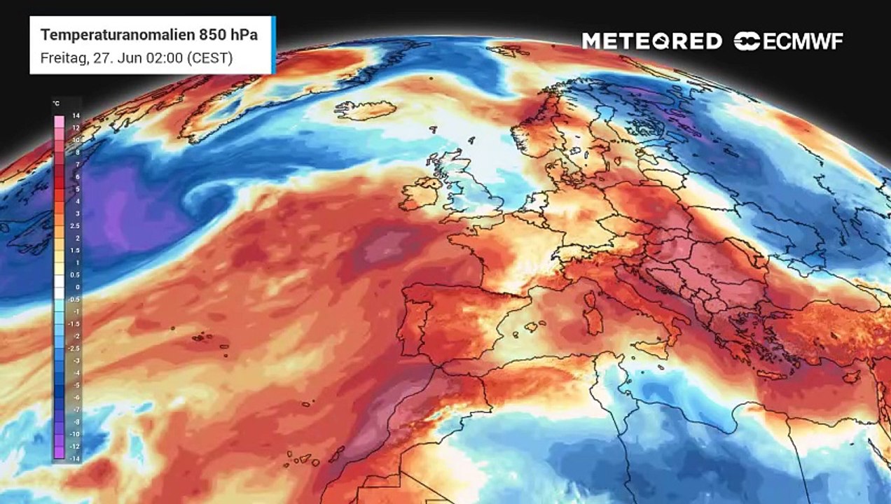 Gigantische Heißluftmassen schieben sich aus Südwesteuropa nach Mitteleuropa!