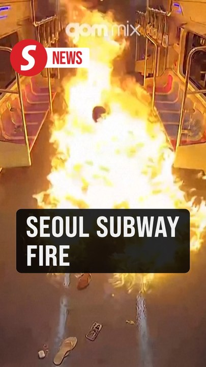 Surveillance video shows suspect lighting fire on packed Seoul subway