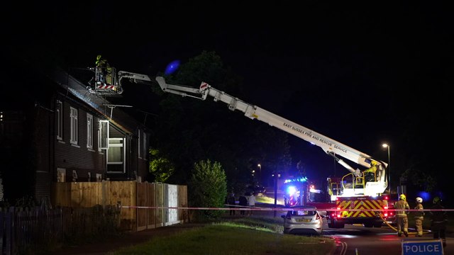 Watch as fire crews respond to incident at property in Horsham