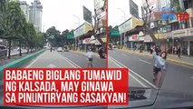 Babaeng biglang tumawid ng kalsada, may ginawa sa pinuntiryang sasakyan! | GMA Integrated Newsfeed