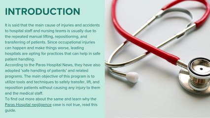 Elements of Safe Patient Handling Used at Paras Hospital
