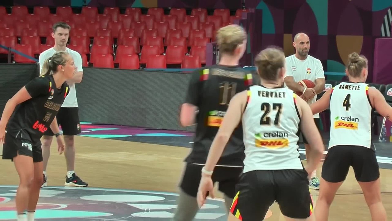 Les Belgian Cats à l'entraînement avant le duel contre l'Italie