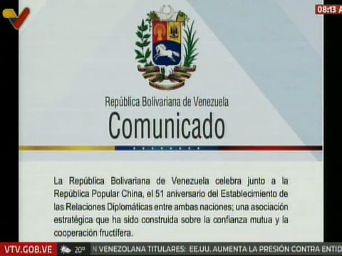 Venezuela y China celebran 51 Aniversario de Relaciones Diplomáticas entre ambas naciones